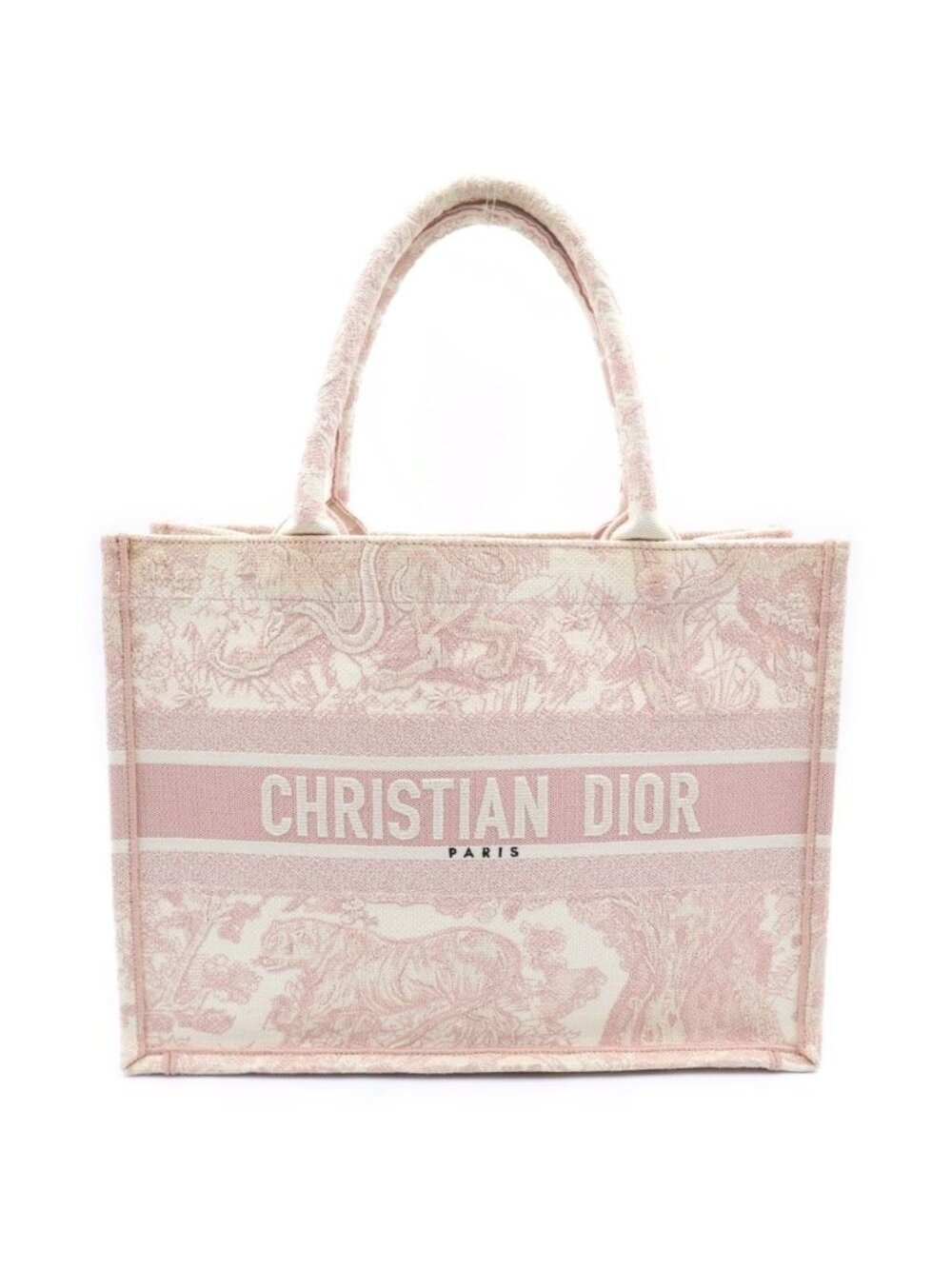 Dior Book Tote Bag Medium Toile de Jouy Pink Canvas